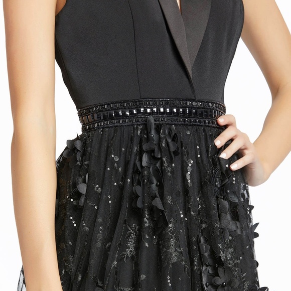 TUXEDO INSPIRED FLORAL EMBROIDERED GOWN - Picture 3 of 12